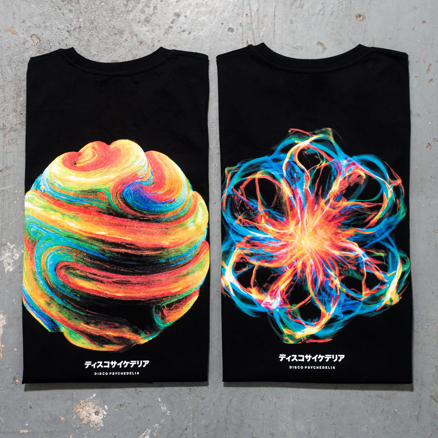 016 Disco Psychedelia Front Print - Tshirt - Black