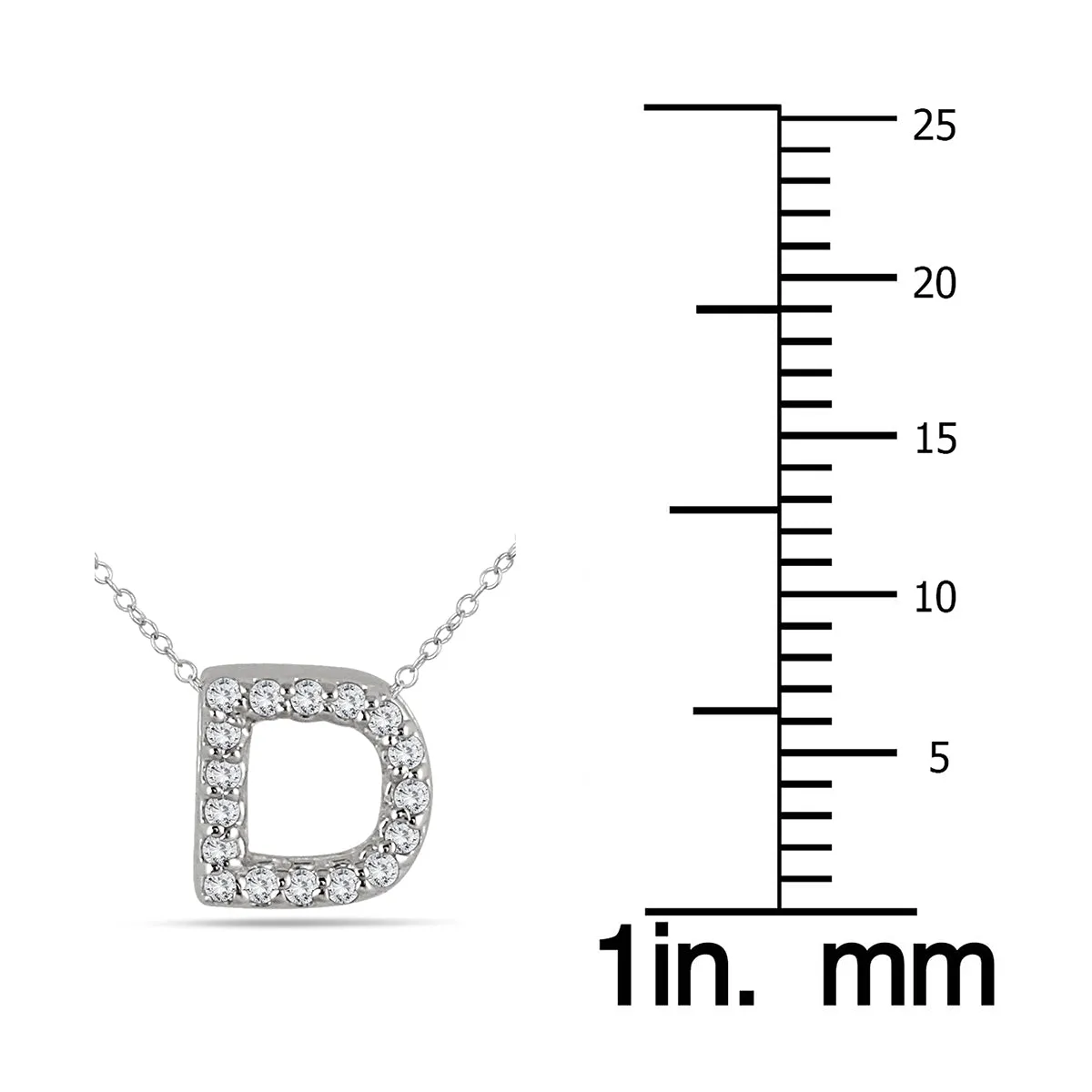 1/10 Carat Tw D Initial Diamond Pendant In 10K White Gold