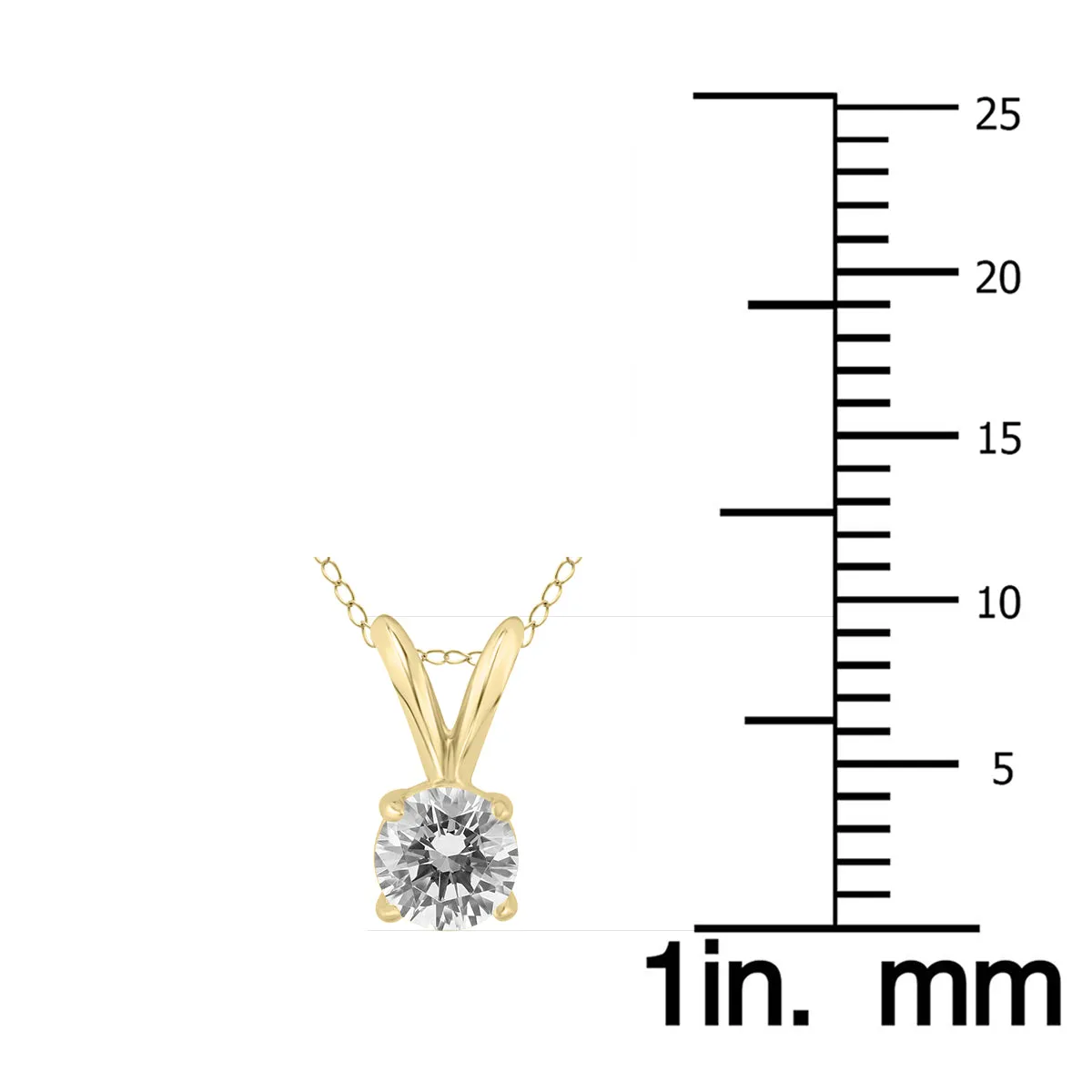 1/3 Carat Diamond Solitaire Pendant Necklace In 14K Yellow Gold