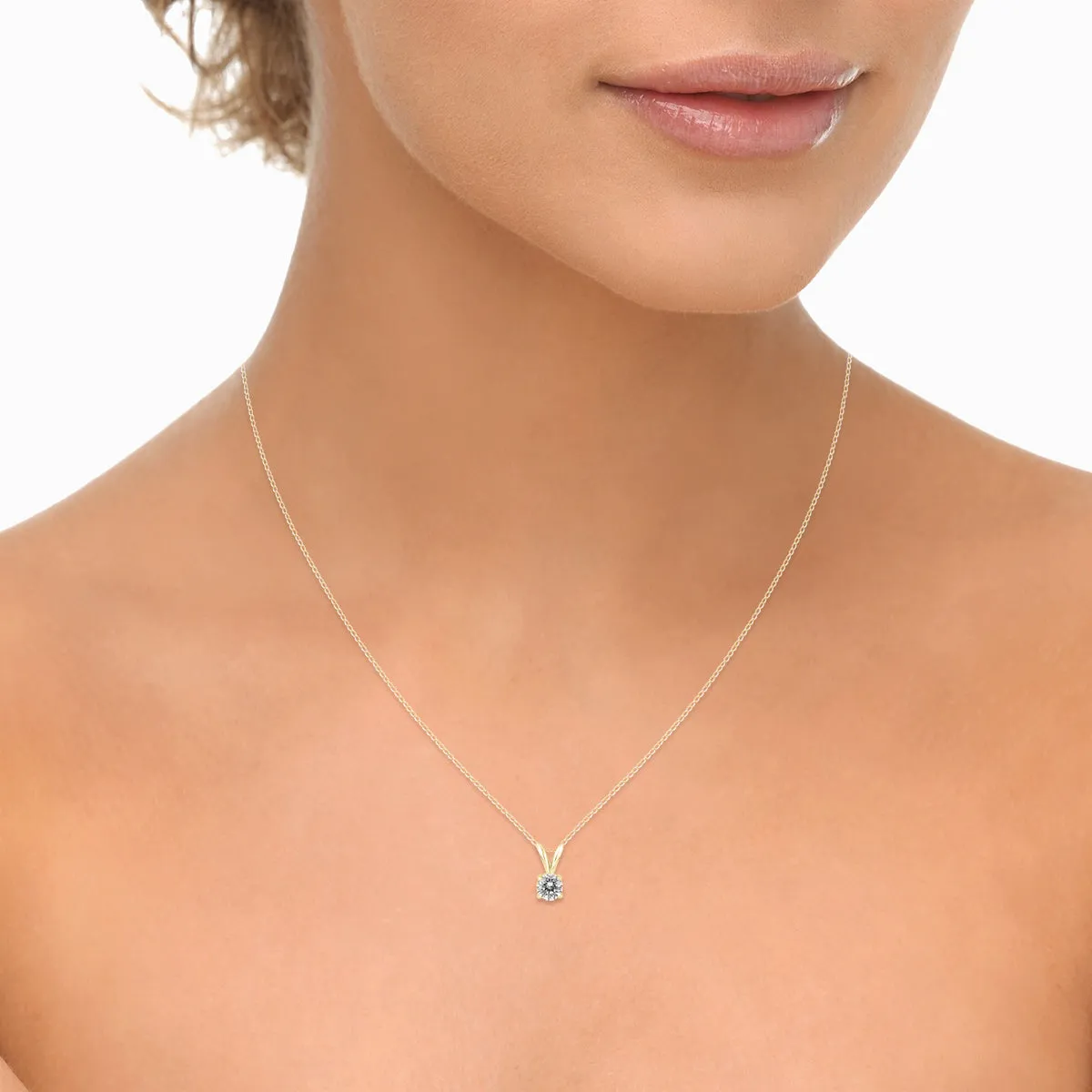 1/3 Carat Diamond Solitaire Pendant Necklace In 14K Yellow Gold