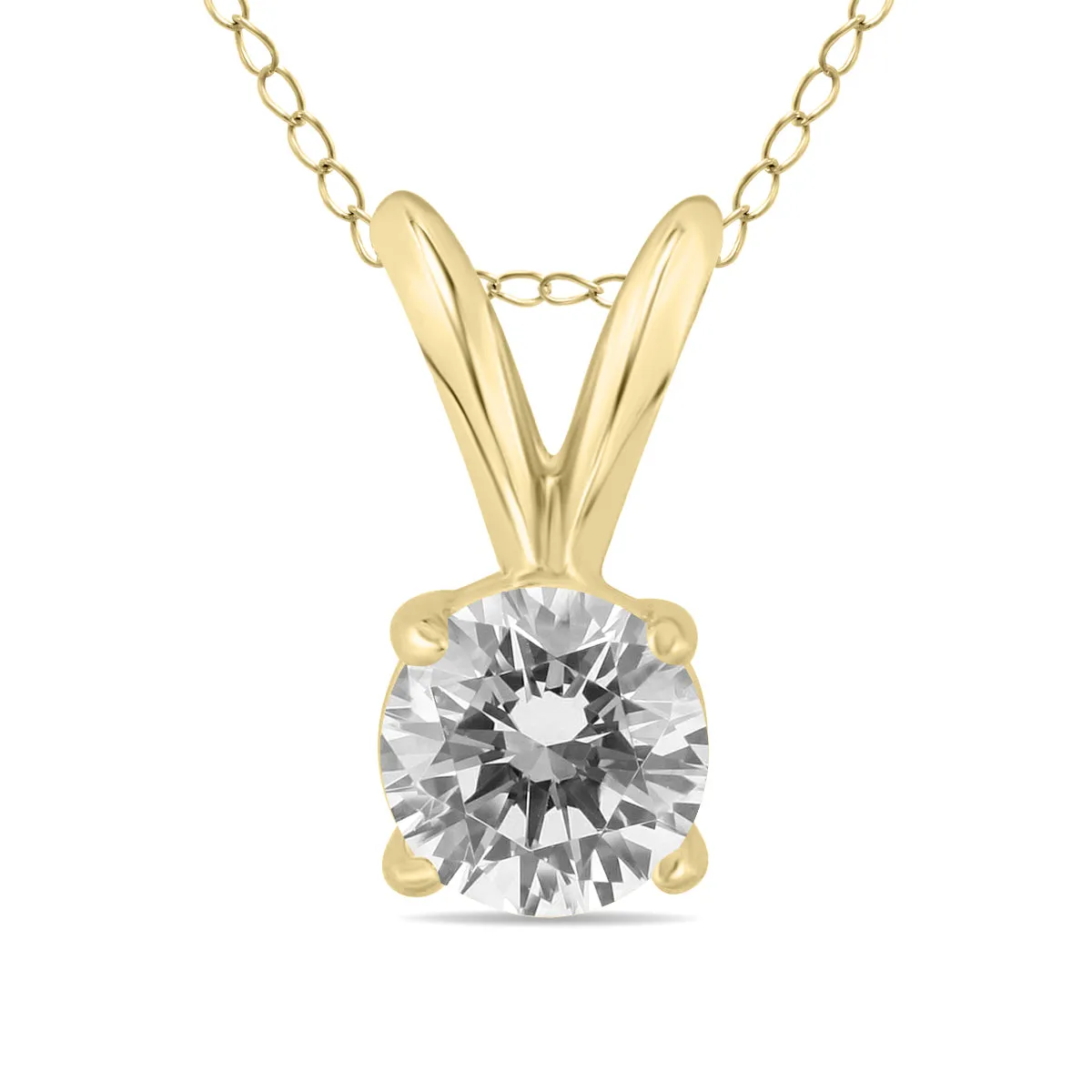 1/3 Carat Diamond Solitaire Pendant Necklace In 14K Yellow Gold