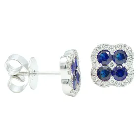 14k White Gold 0.89Ct with 8 Sapphires, 0.26Ct with 42 Diamonds Earring