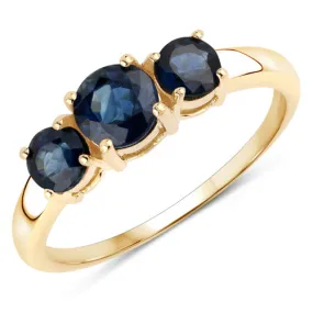 14KY Gold Blue Sapphire Trilogy Ring US:7