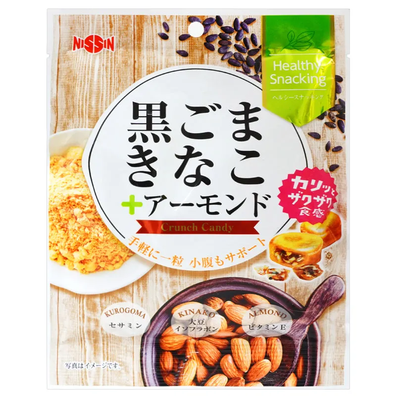 150yen NISSIN Black Sesame Soybean Almond Crunchy Candy 67g