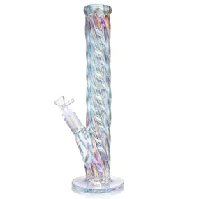 16" Iridescent Straight Tube Glass Bong