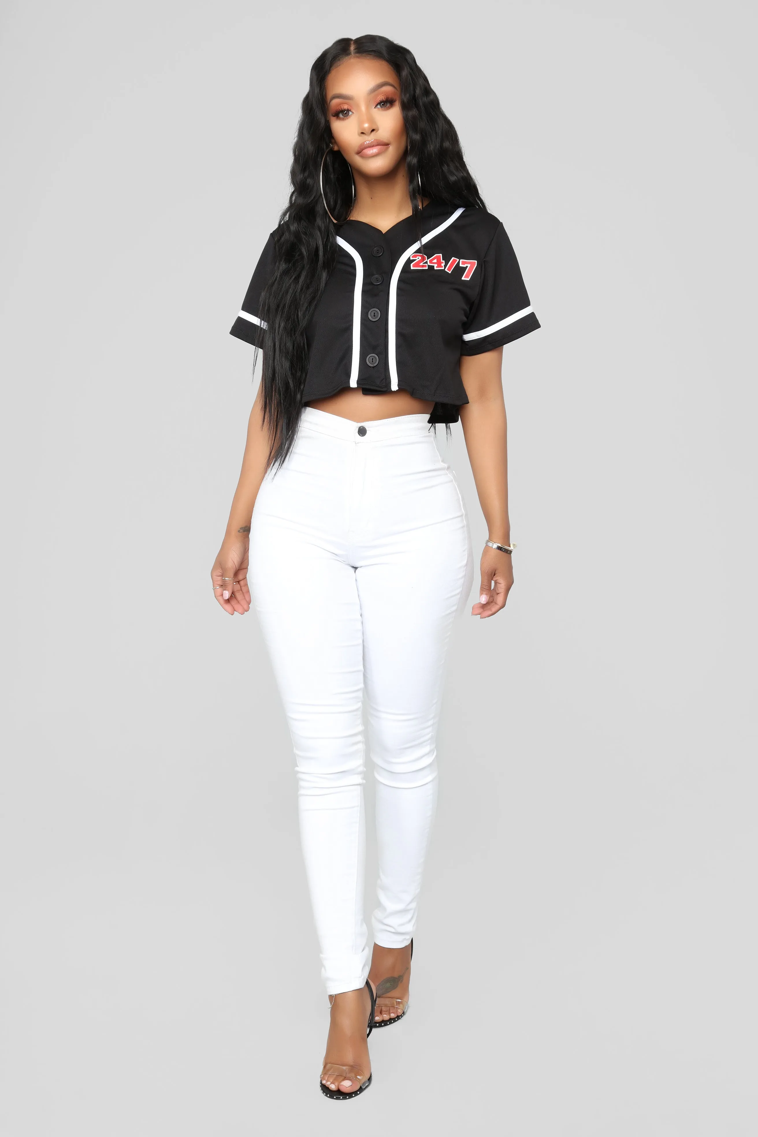 24 Seven Jersey Top - Black/White