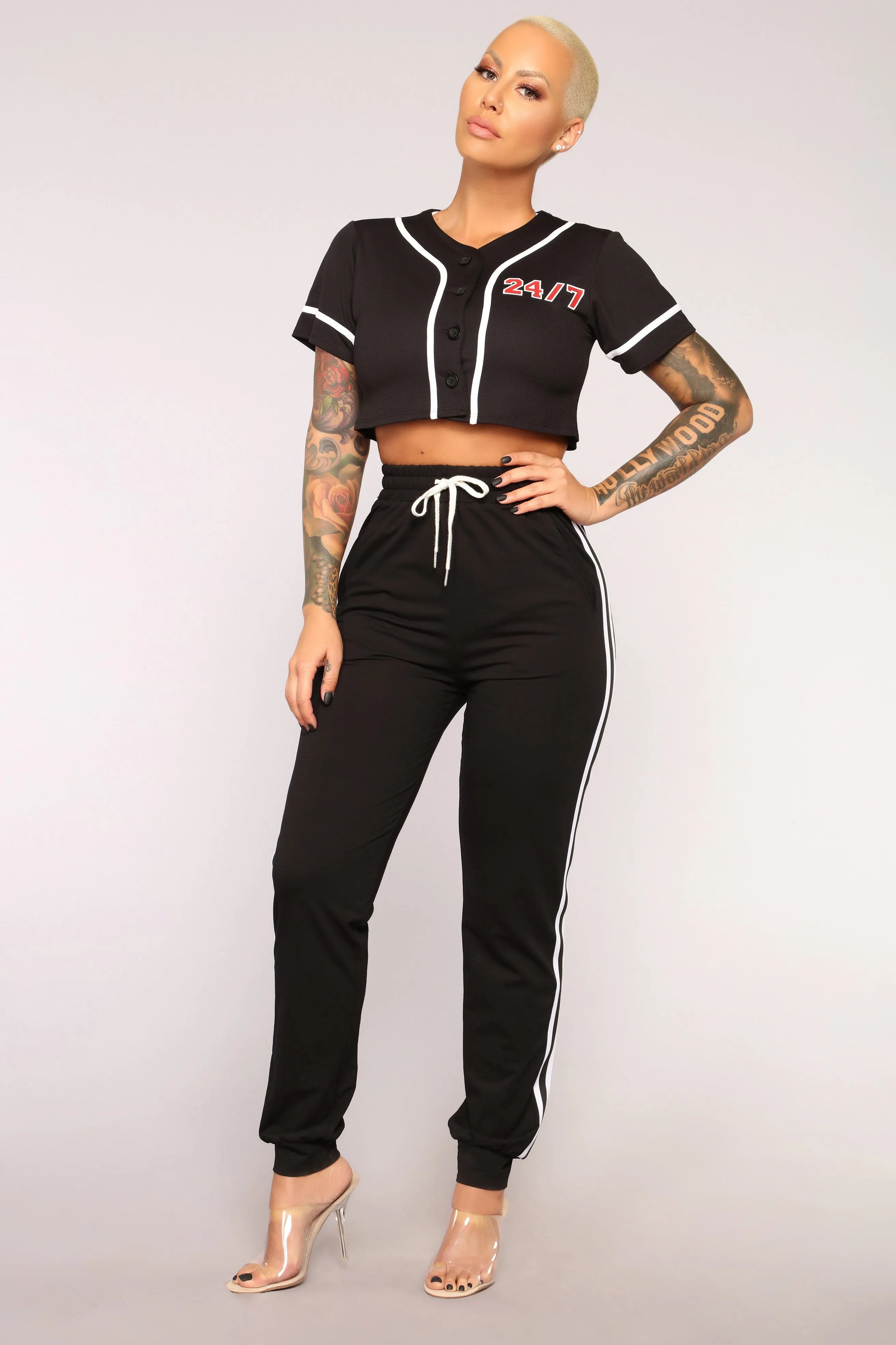 24 Seven Jersey Top - Black/White