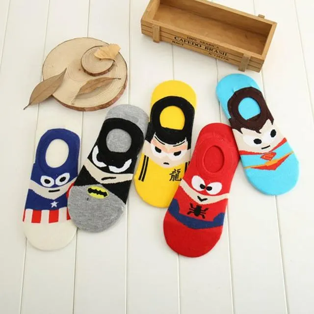 A Set of 5 Pairs Cute Harajuku Printed Low Ankle Summer Socks for Women