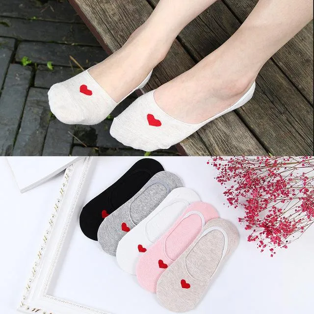 A Set of 5 Pairs Cute Harajuku Printed Low Ankle Summer Socks for Women