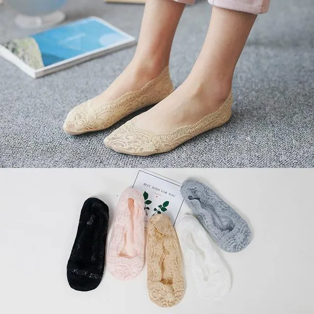 A Set of 5 Pairs Cute Harajuku Printed Low Ankle Summer Socks for Women