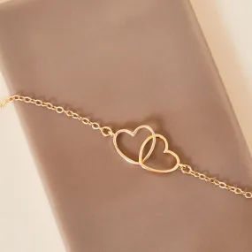 Accessorize London Women's Gold Linked Heart Pendant Necklace