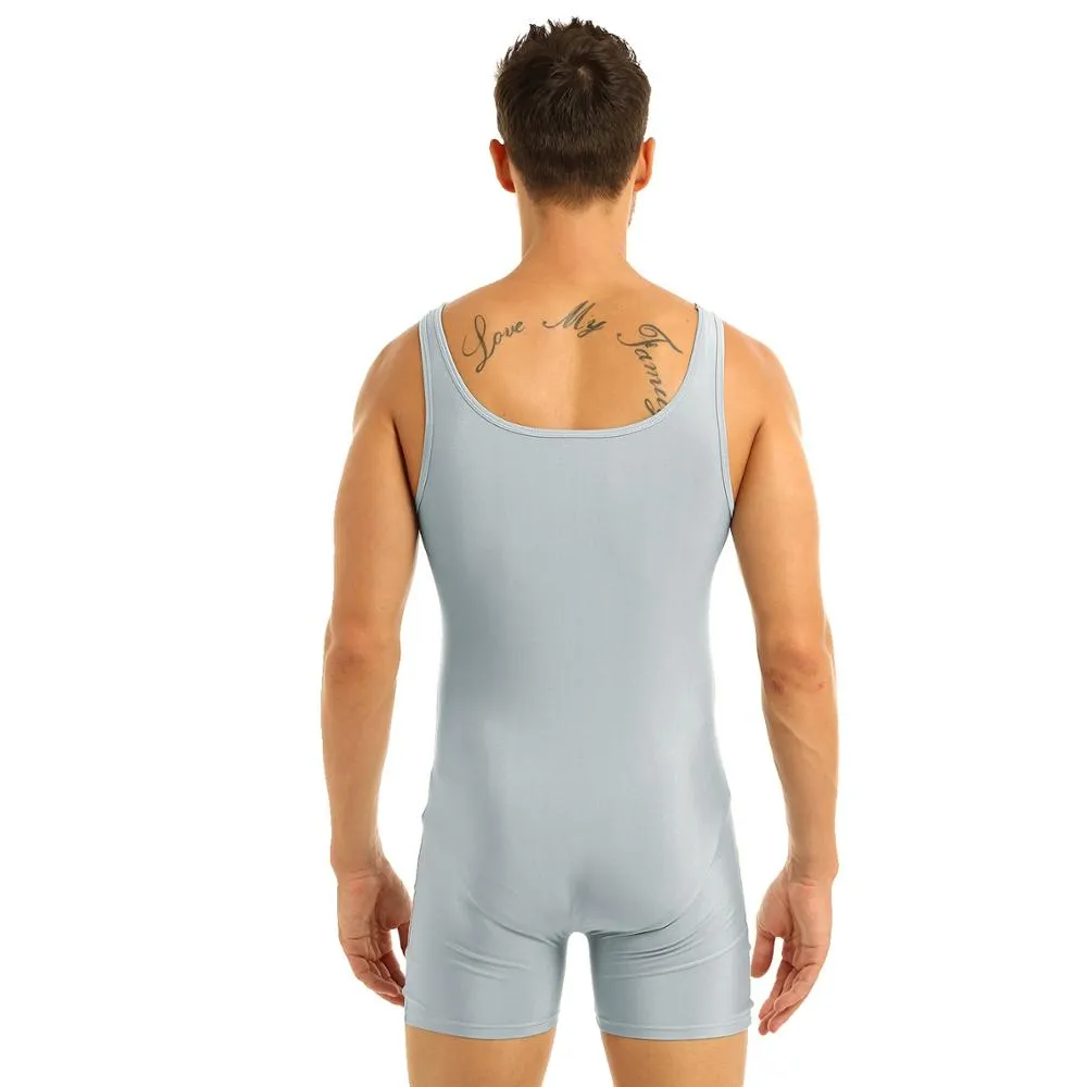 Adam Ballet Dance Shimmer Lycra Unitard Shorts for Men and Older Boys.  Available in Black, Navy and Gray