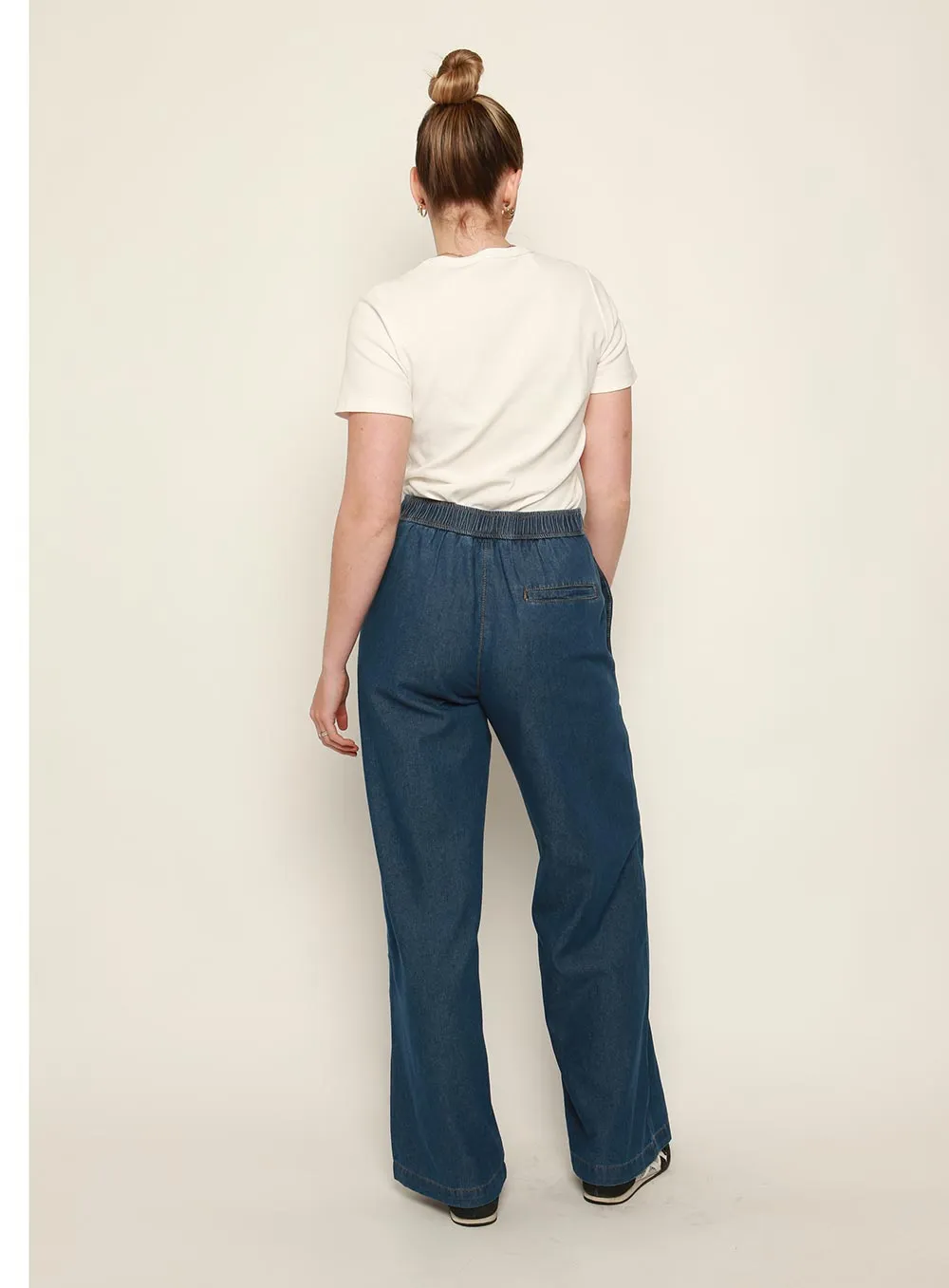 Adele Denim Pants-MID BLUE