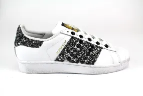 Adidas Superstar Black Silver Glitter & Black Borchie