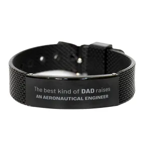 Aeronautical Engineer Dad Gifts, The best kind of DAD, Father's Day Appreciation Birthday Black Shark Mesh Bracelet for Aeronautical Engineer, Dad, Father from Son Daughter