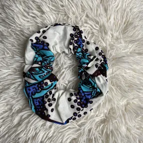 African print Scrunchie - XL Hair Accessories - White / blue