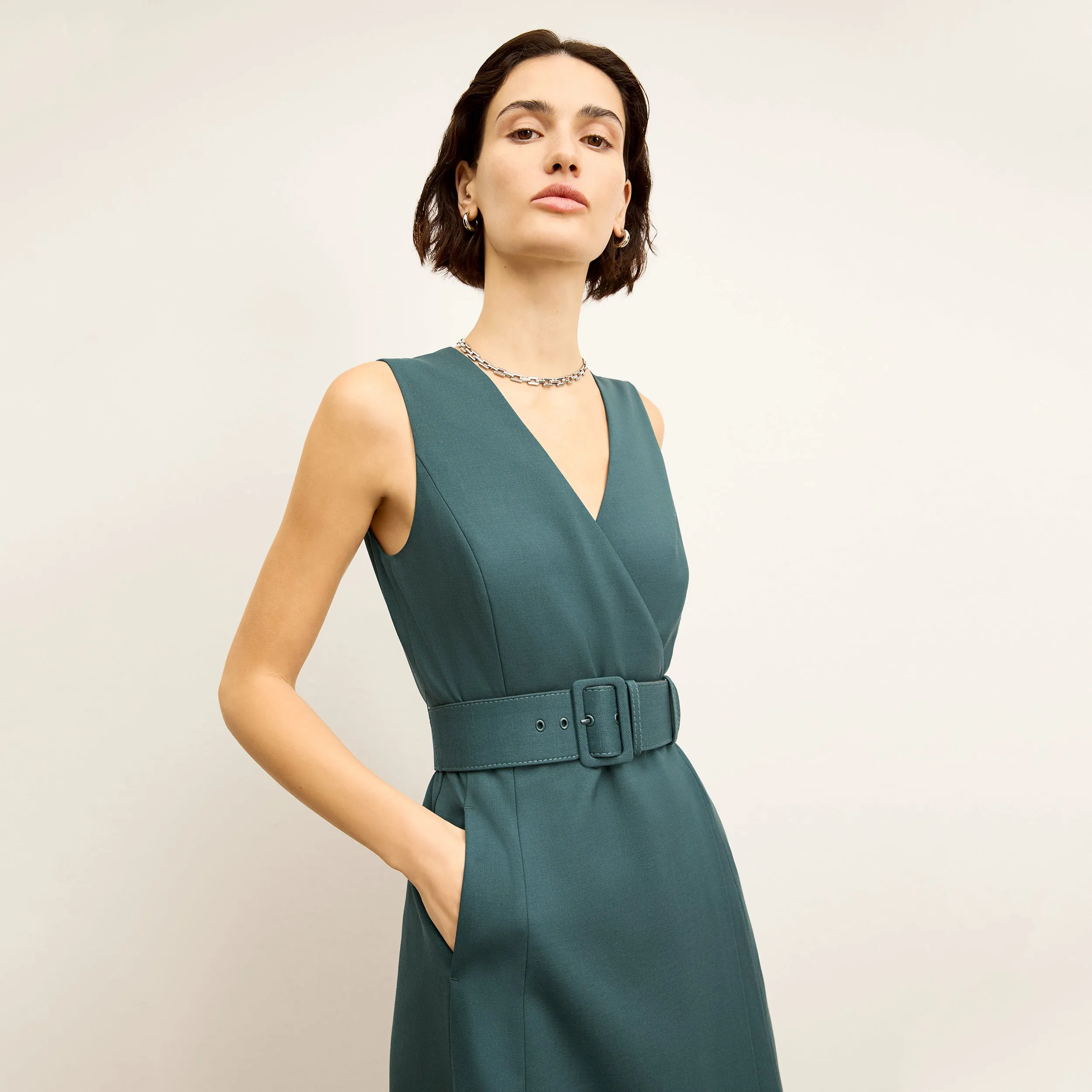 Angel Dress - Washable Wool Twill :: Blue Jade