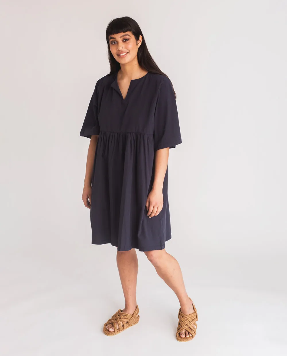 Anny Organic Cotton Dress In Navy