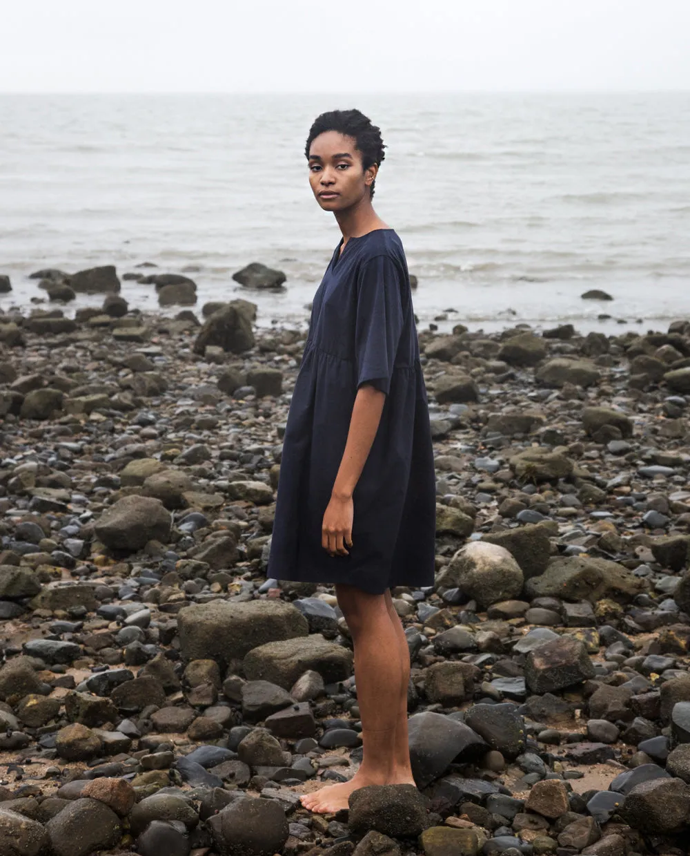 Anny Organic Cotton Dress In Navy