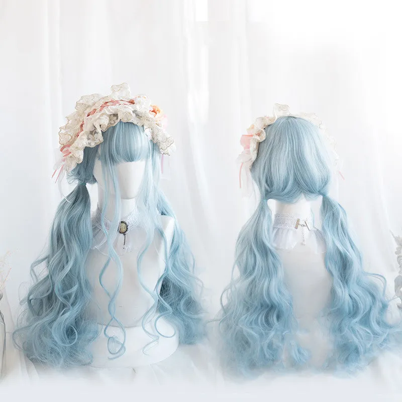 Aqua blue big wave wig KF400905