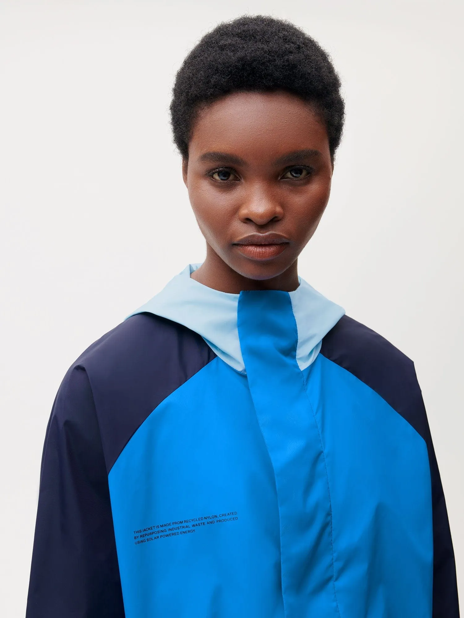 Archive Recycled Nylon Color Block Jacket—cerulean blue