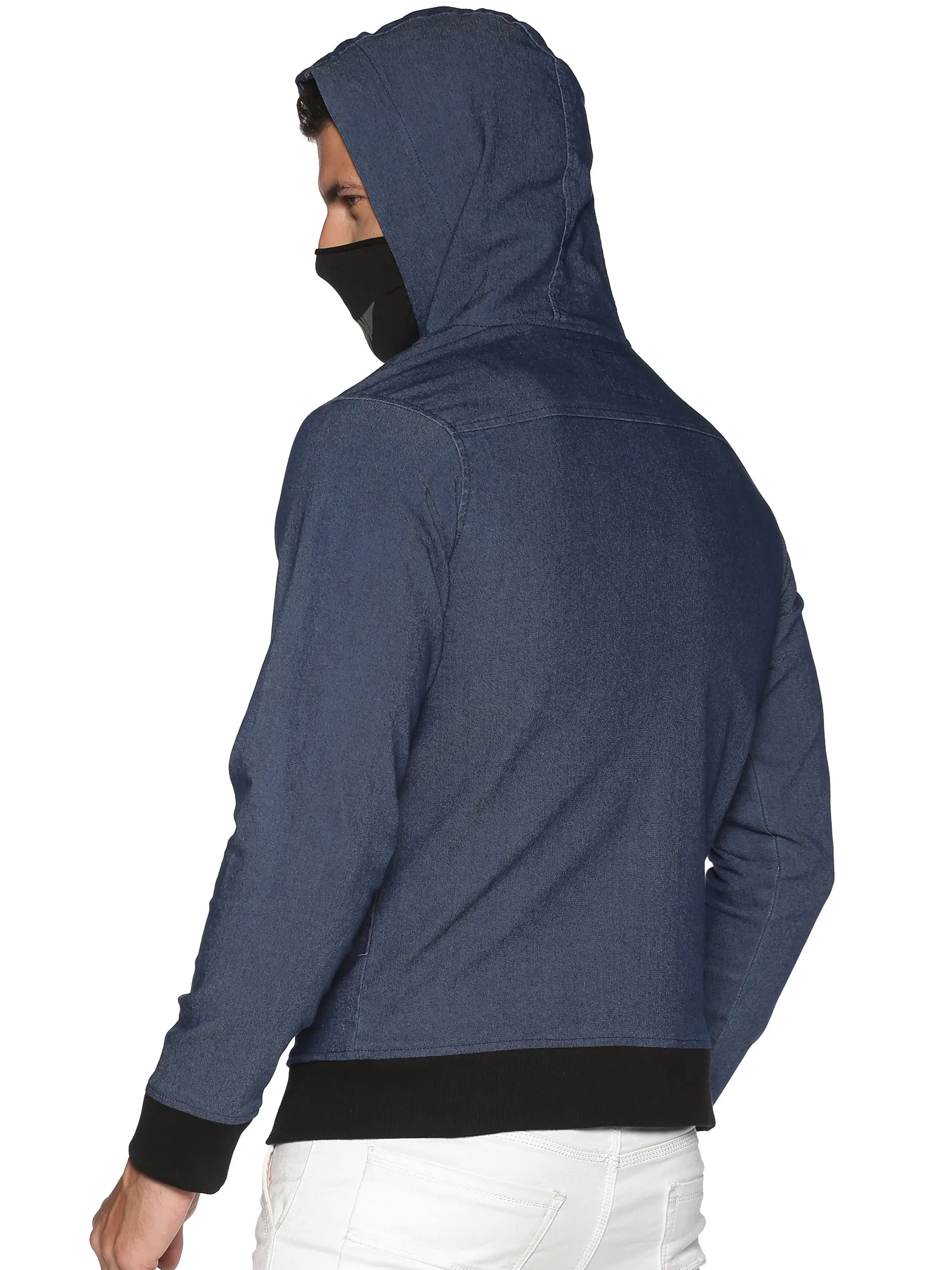 Arctic Fox Men Denim Blue sweatshirts with Integrated Mask & Hoodies