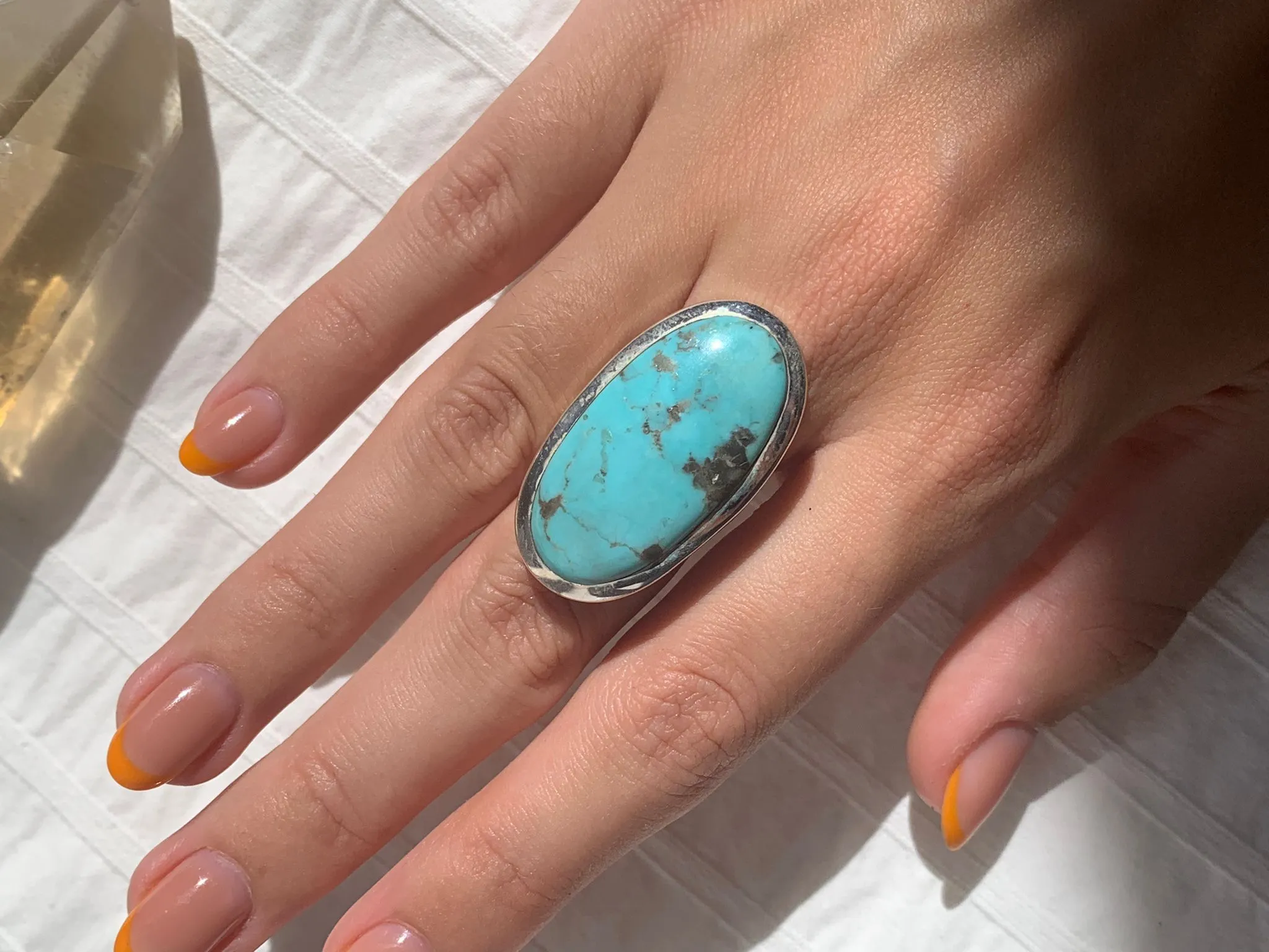 Arizona Turquoise Naevia Adjustable Ring - XLong Oval