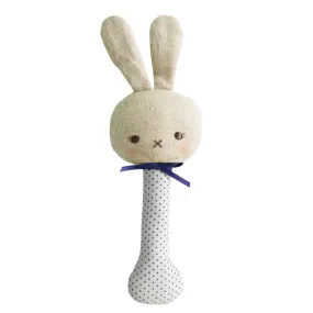 Baby Bunny Stick Rattle - Navy Spot