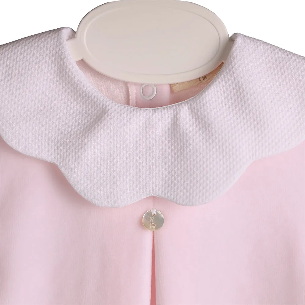 Baby Gi Pink Velour Pique Sleepsuit