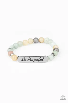 Be Prayerful Green Stone Inspirational Stretch Bracelet - Paparazzi Accessories