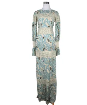 Beccaria Blue & Ivory Print Lace Dress sz 4