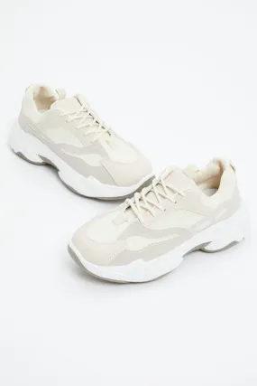 Beige Colourblock Chunky Sneakers