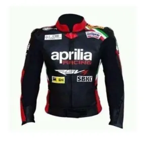 Black Aprilla motorycle jacket with armor protection