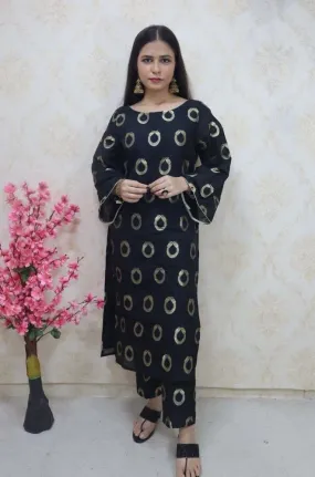 Black Brocade Kurti With Pant