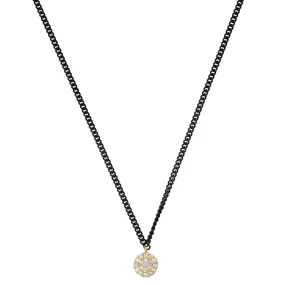 Black Cable Chain with Gold Pave CZ Disc