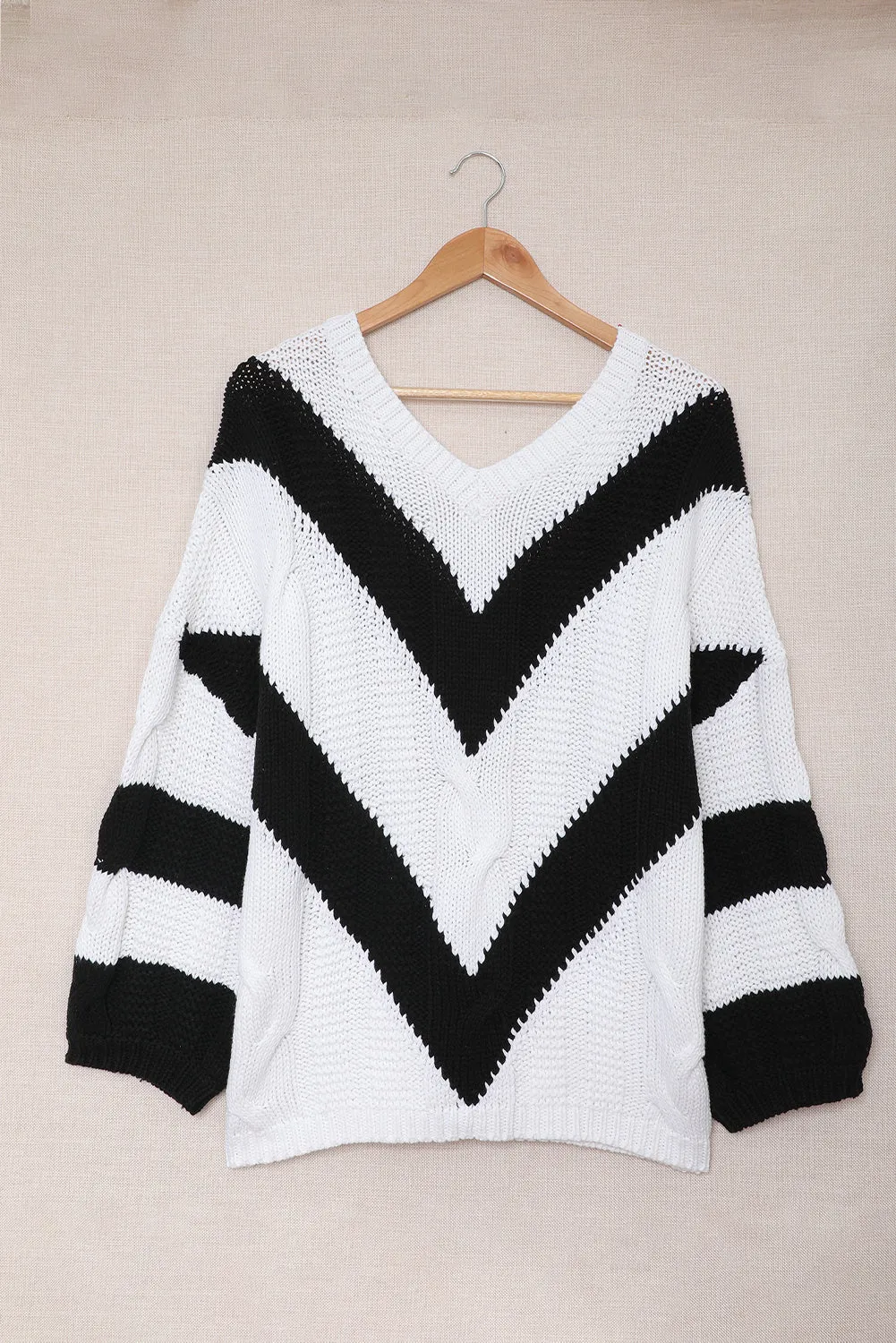 Black Color Block Over Size Sweater