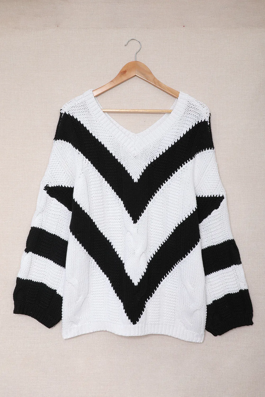 Black Color Block Over Size Sweater