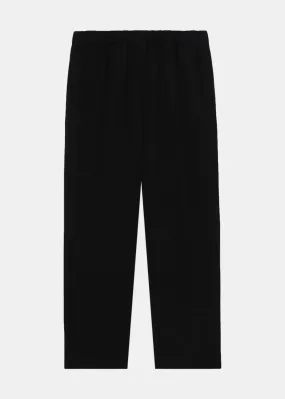 Black Cropped Slim-Cut Wool Trousers