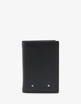 Black Leather Rockstud Card Wallet