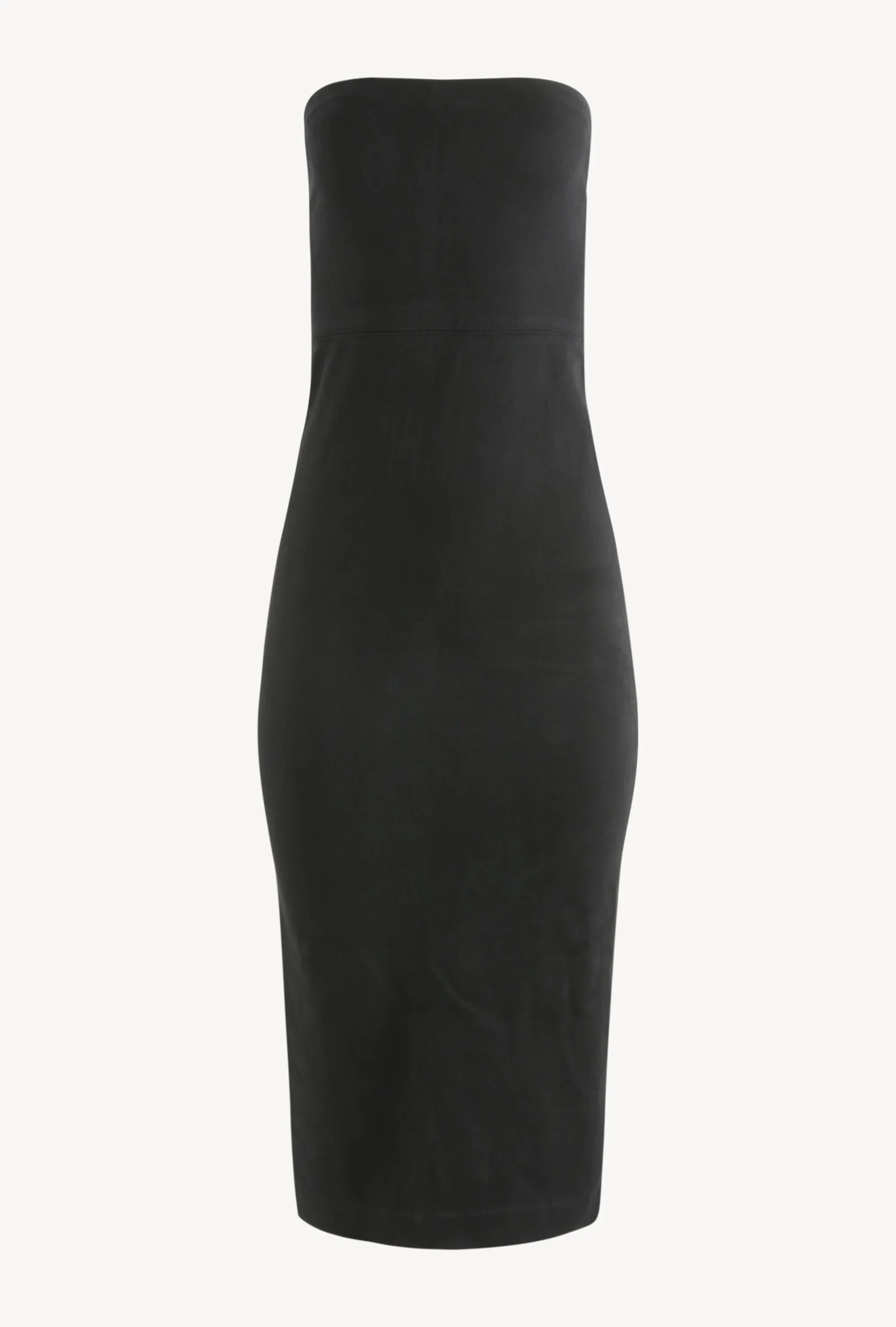 Black Leather Strapless Pencil Dress