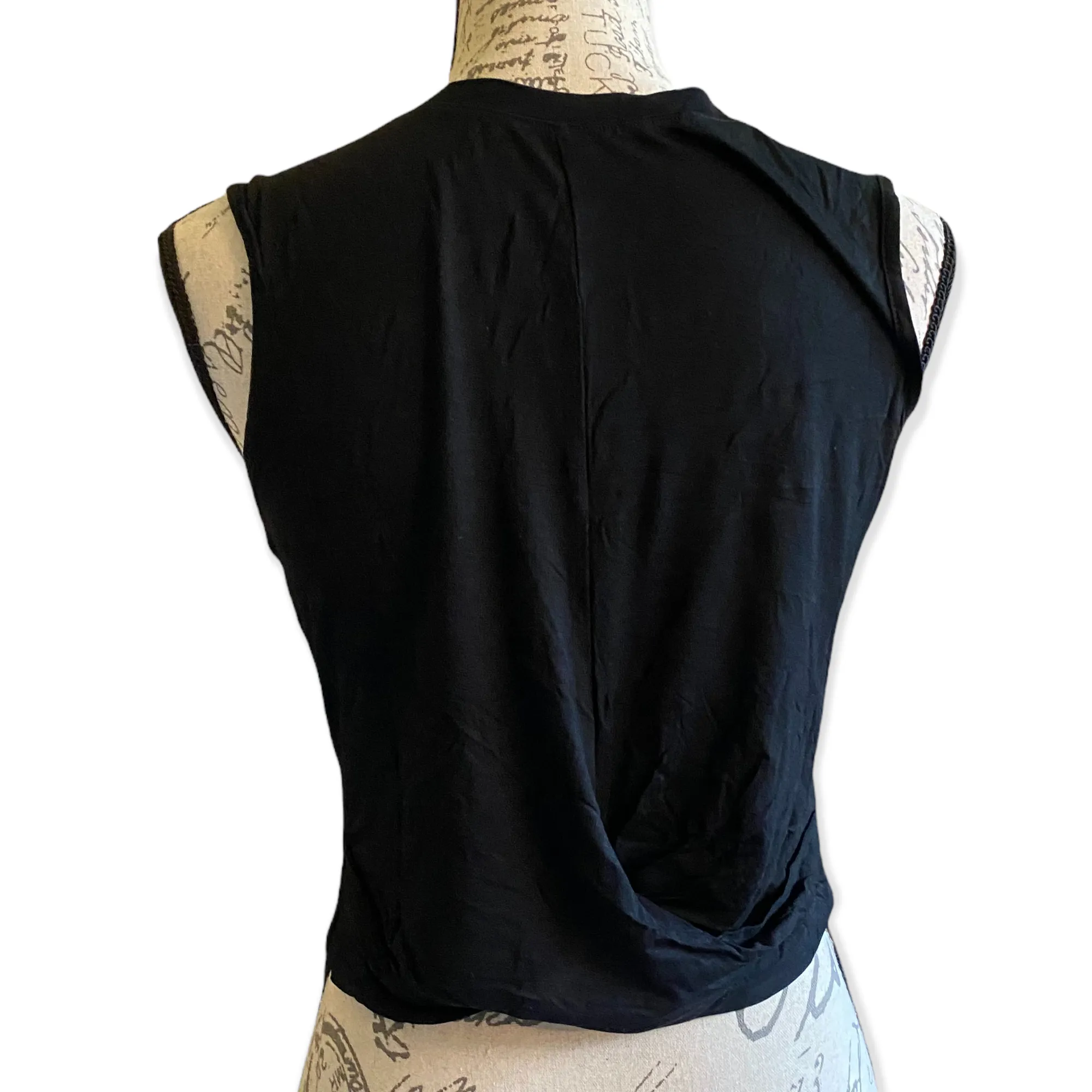 Black Midriff Baring Vest Tank Top Shirt Size Large