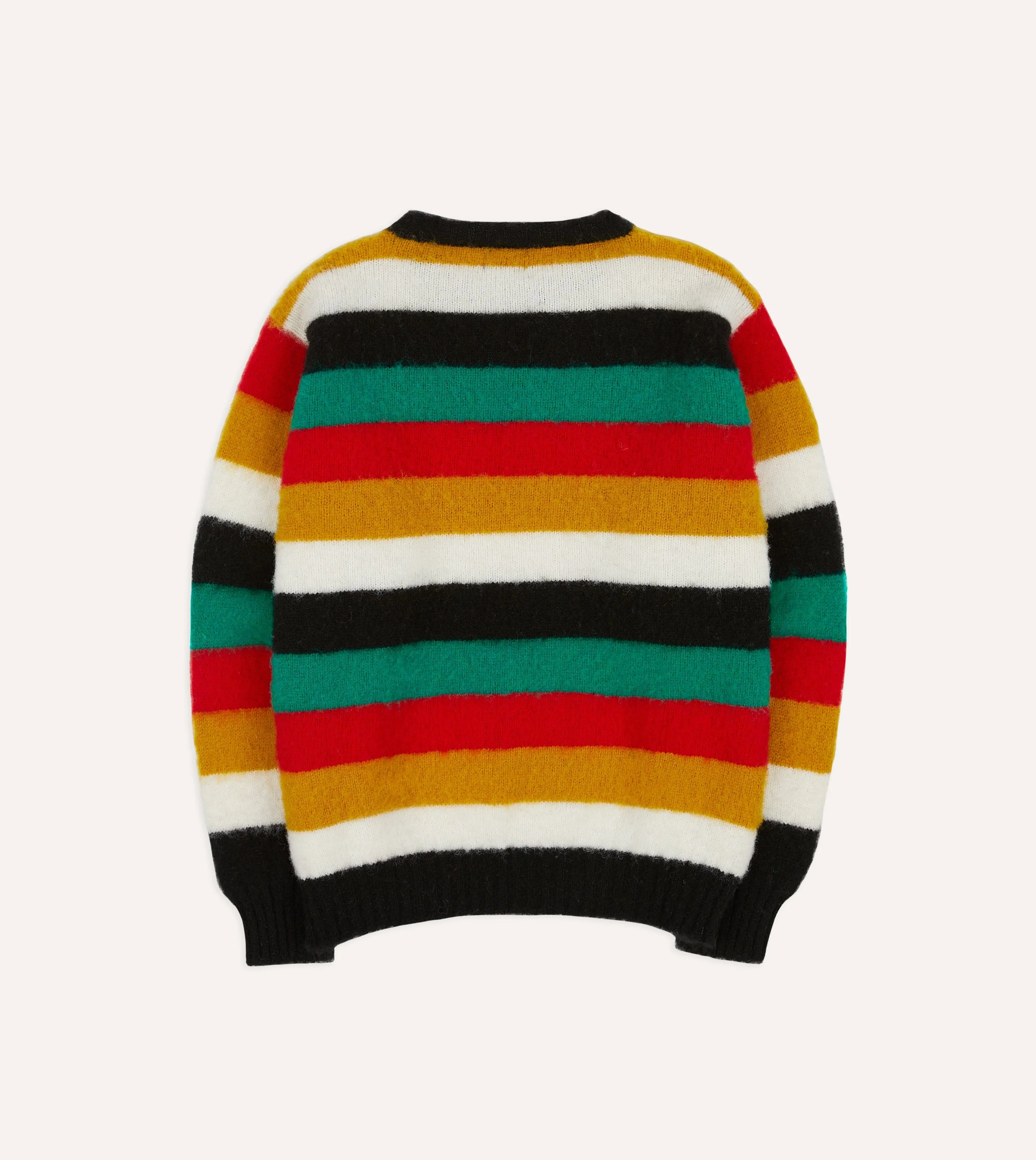 Black Multi Stripe Brushed Shetland Crew Neck Jumper