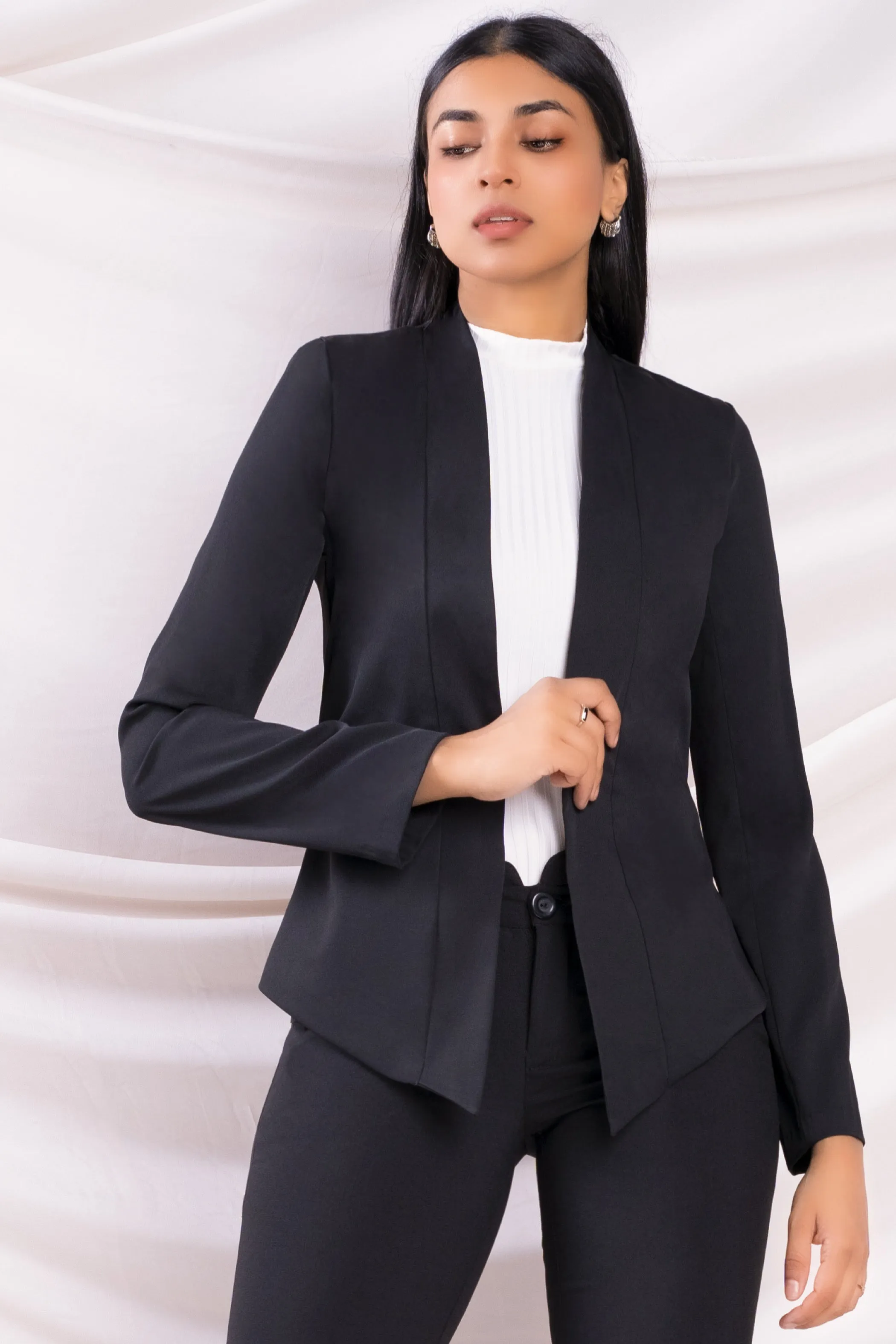 Black Open Blazer