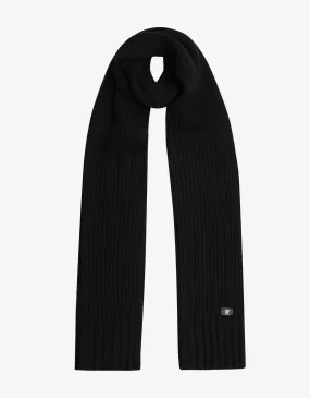 Black Ribbed Wool Scarf