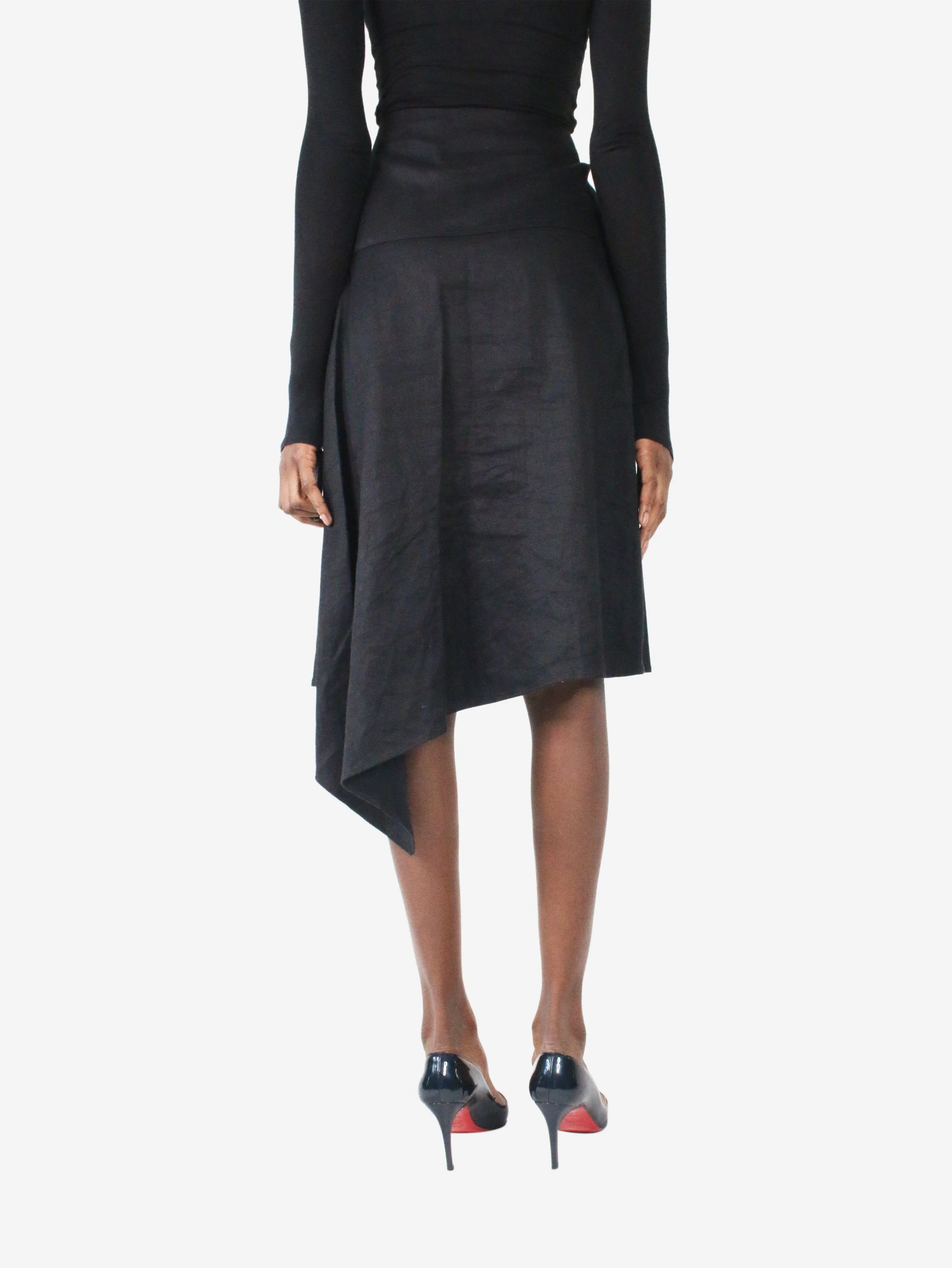 Black  stretch linen tailored mini skirt - size FR 34