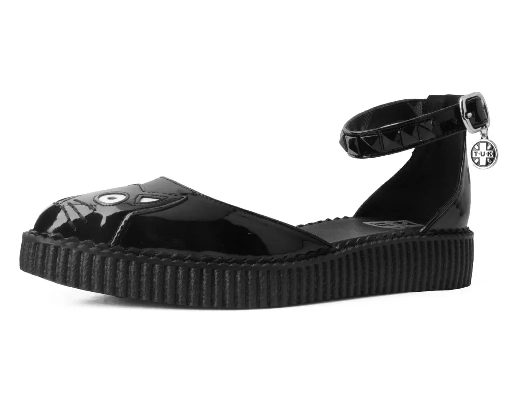 Black TUKskin Pointed Kitty Face Sandal