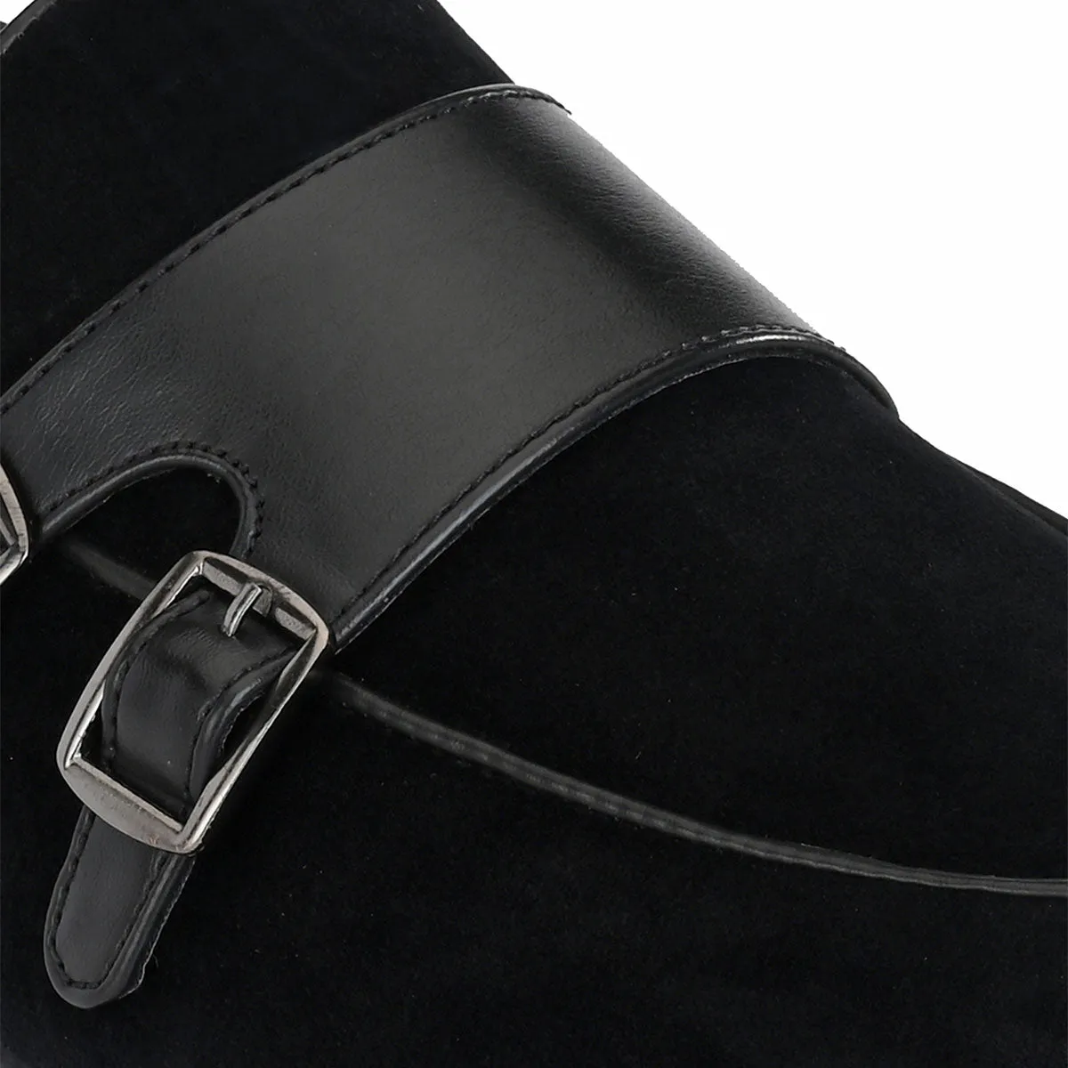 Black Velvet Double Monk-Straps