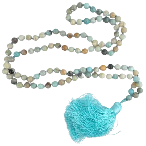 Blue & Gold Amazonite Mala Necklace #173