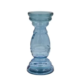 Blue Glass 11" Candle Holder