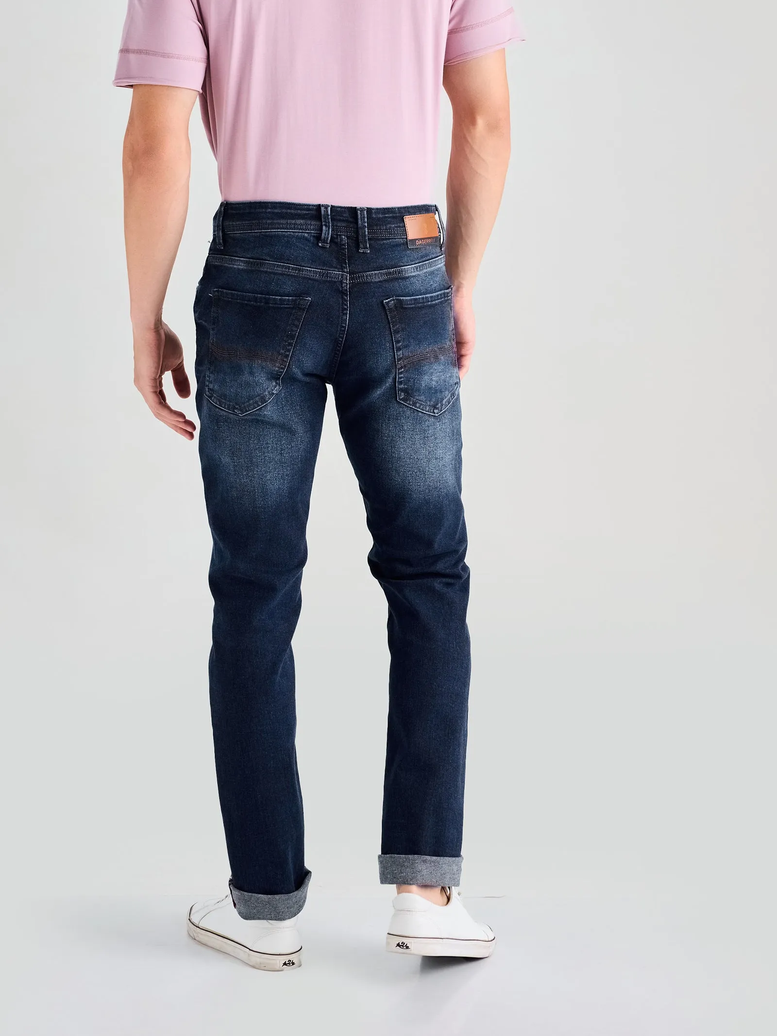 Blue Straight Fit Stretch Jeans